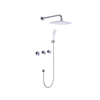 China New Design Thermostatic Faucets Shower System Bathroom Concealed Square Rainfall Wall Mounted Shower Head Mixer Tap High Pressure Shower Set for sale