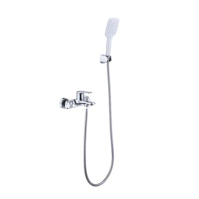 China Faucets Multi Metered Salt Spray Test Polished Chromed Wall Mount Hot And Cold Water Tub Faucets Outdoor Bath Mixer Taps Shower Set for sale