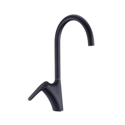 China Best Selling Matt Black Goose Neck Single Handle Single Handle Brass Kitchen Sink Faucet Deck Mounted Mixer Tap for sale