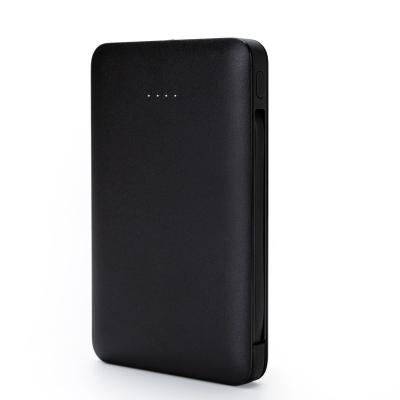 China Flat LED Light 5000mAh Primavox Silm Power Bank With Cables For Mobile Phone for sale