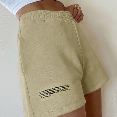 China 2021 Hot Sale QUICK DRY QUICK DRY Simple Simple Letter Printed Shorts Women Summer Solid Color Casual Elastic Waist Sportswear Pants for sale