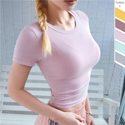 China Cheap Breathable Hot Breathable Active Slim Fit Stock Crop Wear Ladies Top Selling T-shirt for sale