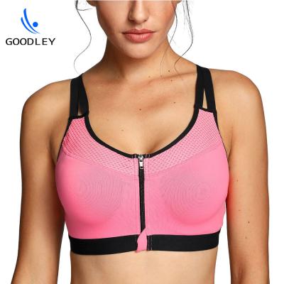 China Wholesale Women's Breathable Sports Printing Bra Top With Double Layer Underwire Zipper for sale