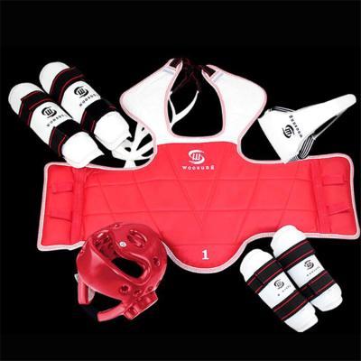 China Eco-friendly Woosung Taekwondo Equipment Body Protector Taekwondo Chest Guard Training Boxing Training Device Set / Arm Guard / Shin Guard for sale