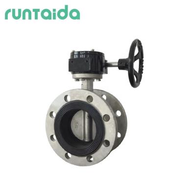 China Gearbox industry general worm ss316 manual 4 inch twin turbine actuator flanged stainless steel butterfly valve for sale