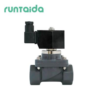 China General Plastic 2 Inch PVC Water Acid Resistance Corrosive 3 Volt 12 v 24 Volt AC DC Solenoid Valves for sale