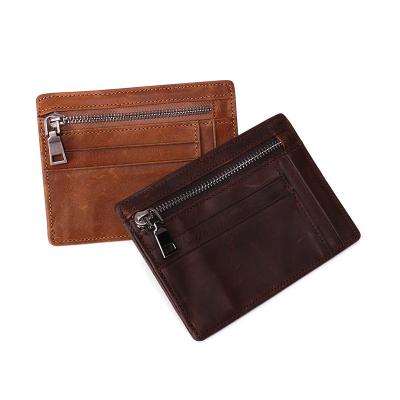 China RFID 100% Genuine Leather Male Purses With Zipper Coin Pocket Customize Logo Men Wallet And Card Holder Wallets Mens Leather for sale