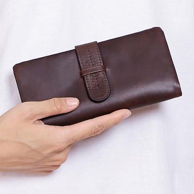 China Italian Mad Leather Men's RFID High Quality Fashion Horse Wallet Made Vintage Genuine Leather Long Wallet for sale