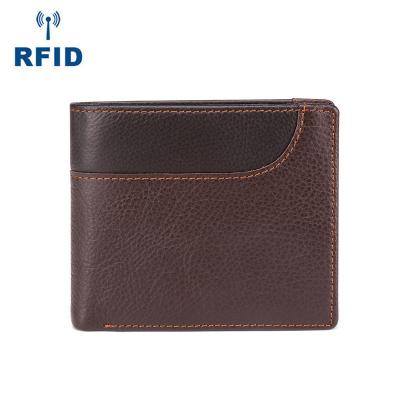 China High Quality Genuine Leather RFID Wallet Money Clip Wallet Credit Card Short Holder For Men for sale