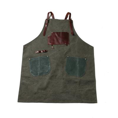 China Wholesale Men's Multiple Aprons Canvas Pocket Apron Kitchen Apron FASHION Leather Strap Custom Logo for sale