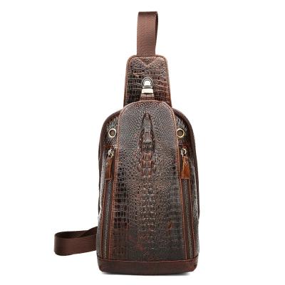 China Wholesale Crocodile Pattern Men's Chest Bag Leisure Business Shoulder Shoulder Crocodile Pattern Leather Cross - Body Bag for sale