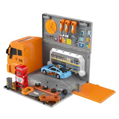 China 36pcs Non-toxic Children's Simulation Maintenance Car Gas Station Truck Parking Lot Eco-friendly Toy for sale