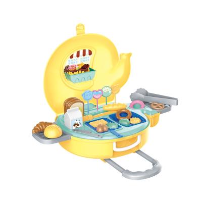 China Eco-Friendly Non-Toxic Yellow Bakery Cart Shape Elephant Candy Dessert Toy Soft Food Crate Pretend Play for sale