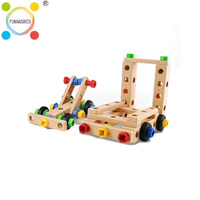 China Non-Toxic Imagination Educational Development Set Wooden Building Block Toys For Children With 80pcs for sale