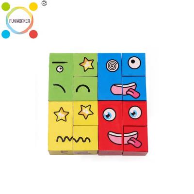 China Non-Toxic Stimulate Funny Face Expression Plastic Bricks Puzzle Building Block Toys For Children for sale