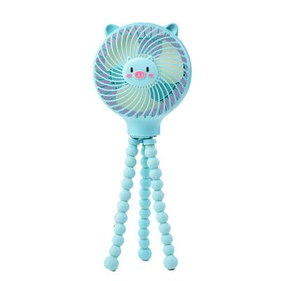 China Color Cute Octopus Mini Shape Portable Electric Fan Three Thirds Wind Block With Rechargeable Design for sale