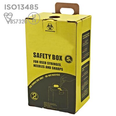 China Disposal 3 5 10 L Disposable Safety Box Bin , Sharp Cardboard Medical Waste Biohazard Container For Hospital Used Needles for sale