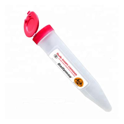 China Disposable 0.1L Disposable Needle Size Portable Biohazard Disposable First Aid Portable Sharps Container For Syringes for sale