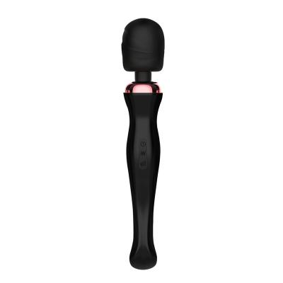 China Rechargeable Silicone Vibrator Woman Sex Toys Black Waterproof Wireless Magic Wand Massager Vibrator for sale