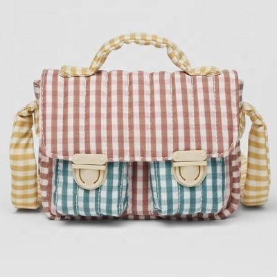 China New Fashion Cotton Soft Shoulder ZA Cool Color Matching Plaid Bag For Girls for sale