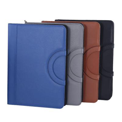 China Customized multi-function cordless treasure A4 leather zipper manager leather portable file folder for sale