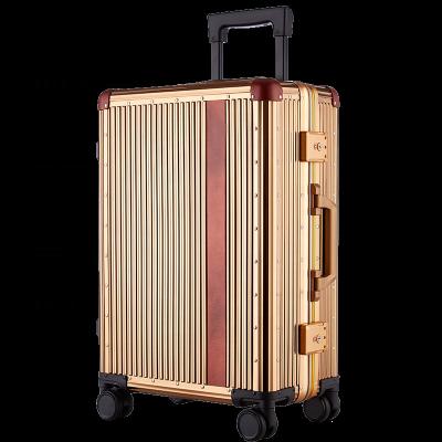 China High-end Custom Titanium Steel Anti-scratch Gold Custom Wheel TSA Customs Code Lock Turning Boarding Travel Luggage for sale