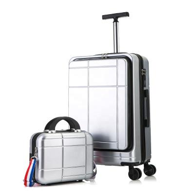 China High End Business Travel 2 In 1 Solid Color Men And Women 1 Wheel Trendy Travel Trolley Front Opening Universal Luggage Student Business for sale