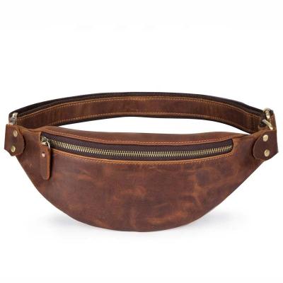 China New Water Proof Wholesale Mens Luxury Genuine Leather Waist Fanny Chest Bag for sale