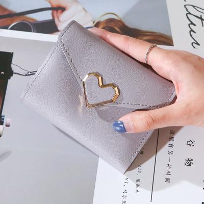 China Wallets 2020 New Style Retro Purse Waterproof Female Lady Wallet Short Card Pocket With Love Heart For Women for sale