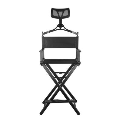 China Fishing Chair Aluminum Alloy Barber Chair Wholesale Adjustable Black Foldable Hair Salon Makeup Chair With Headrest for sale