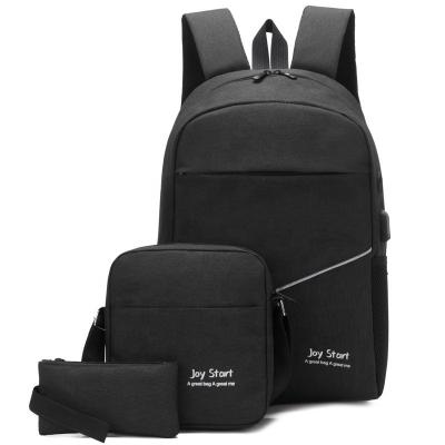 China With USB Fashion School Backpack Bag Wholesale Waterproof Oxford Cloth 3 in 1 Set USB Laptop Business Bag for sale