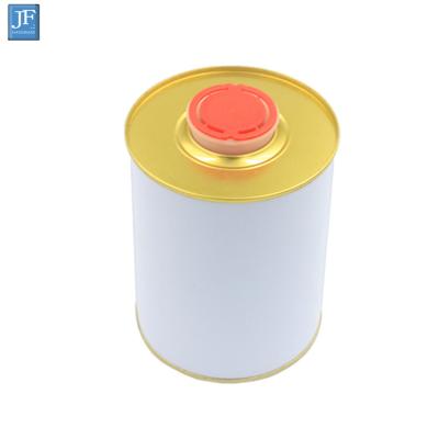 China Edible oil tin can 1L empty color round white metal cooking oil edilbe tin can for sale