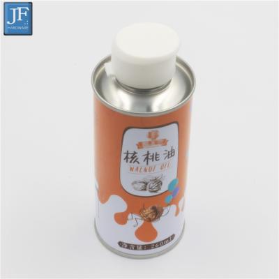 China Empty Walnut Oil Cooking Oil Box 250ml Round Edible Metal Tin Can for sale