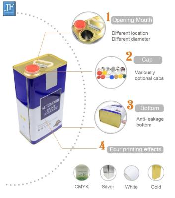 China Paint 4.5L Tin Can 4.5 Liter Metal Cans For Engine Oil Chemical Oil for sale