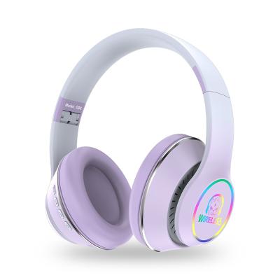 China 2022 Fashion Bass 2022 Fashion BT FM TF Card Bluetooth Gift LED Stereo Wireless Headsets Purple Headband Earbuds Earbuds for sale