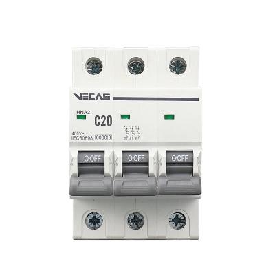 China Grey HNA2 Series Vecas Air Switch Circuit Breaker MCB Miniature Circuit Breaker 4P 63A 1P 2 Years MINI 230/400V IEC60898 CE IEC for sale