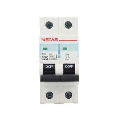 China VECAS Indoor C Type Miniature Circuit Breaker Circuit Protection Switch A60 Series 1-63A AC230/440V 2P A60 MCB MINI 50hz/60hz en venta