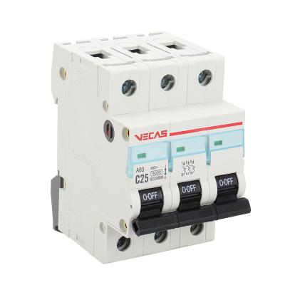 China VECAS High Quality Miniature Circuit Breaker DZ47 63 3P C16 20A IEC60898 Standard Support OEM Custom 1P 1P+N 2P 3P 3P+N 4P 6KA for sale