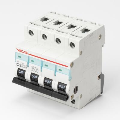 China VECAS DZ47-63 MCB A60 4P Miniature circuit breaker 6,10,16,20,25,32,40,50,63 Amp 1P 2P 3P 4P AC 230/400V MCB for sale