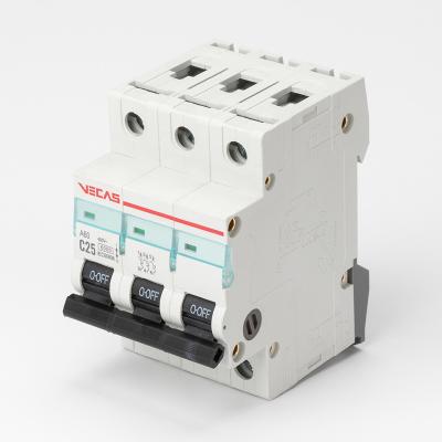 China VECAS DZ47-63 A60 3P Miniature circuit breaker 6,10,16,20,25,32,40,50,63 Amp 1P 2P 3P 4P AC 240 415V MCB en venta