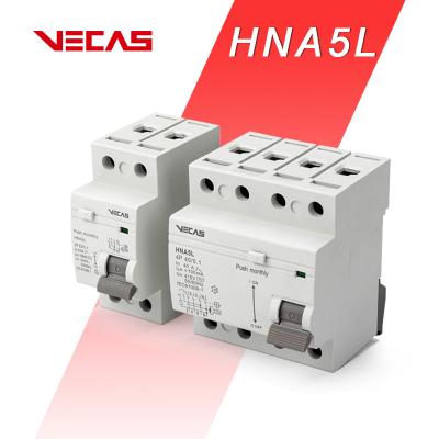 China VECAS RCBO RCCB Circuit Breaker 2P Leakage Protector Electromagnetic Type 4P 63A High Standard Plastic Silver Copper IEC61008-1 for sale