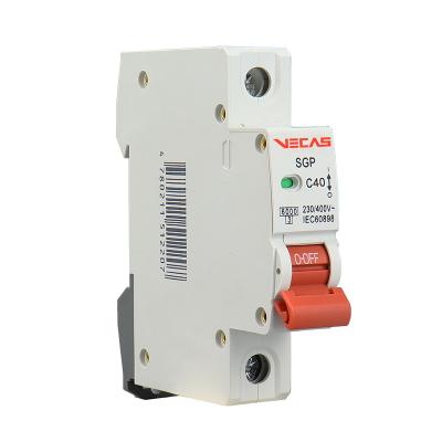 China VECAS SGP Series 1P 40A MCB Circuit Breaker Handle Red Miniature Circuit Breaker 2 Years MINI 230/400V IEC60898 en venta