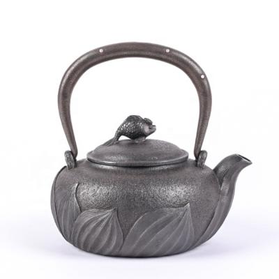 China Japanese Style Iron Tea Kettle Viable Natural Old Antique Inlaid Silver Copper Lid Cast Iron Bottle Teapot For Sale for sale