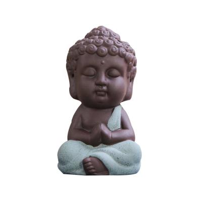 China Cute Small Viable Traditional Mandala Tea Pet Decoration Sculptures Monk Figurine Buddha Statue India Yoga Monk On Kungfu Tray for sale