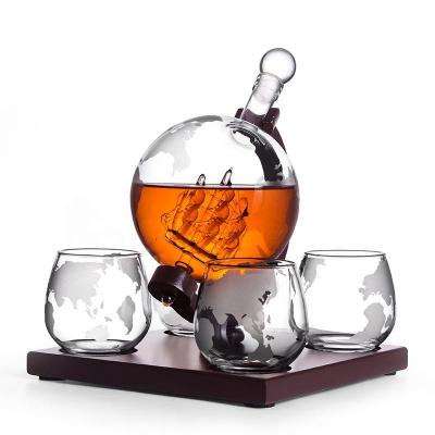 China 850ml wine/gift whiskey globe decanter with stainless steel cube full set for sale