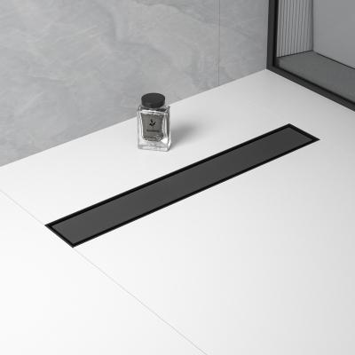 China Fashionable Anti Rust Renovation 2 In 1 Reversible Matte Black Linear Drain Cover For Showers for sale