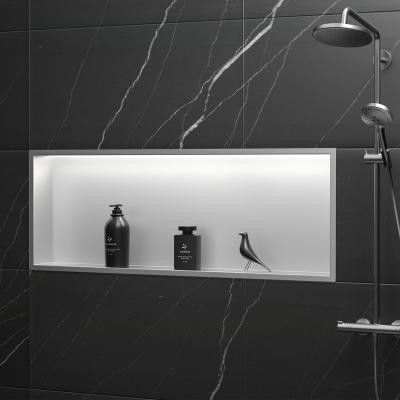 China Modern techniques of anti rust marble shower niche insert stainless steel wall niches with 24 colors LED lights for sale