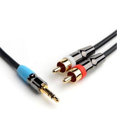 China Multimedia PVC Model 3.5mm Male To 2-Male Shell RCA Aluminum Stereo Audio Cable for sale