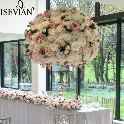 China ISEVIAN Wedding Decoration Customized Silk Flower Centerpiece Cream Artificial Rose Flower Ball For Wedding Decoration for sale