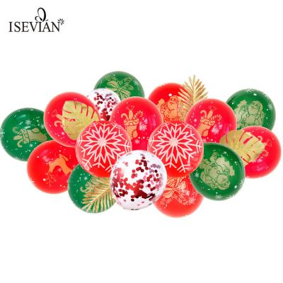 China Decoration ISEVIAN Red Color Santa Snow Latex Balloon Helium White Christmas Shaped Latex Balloons for sale